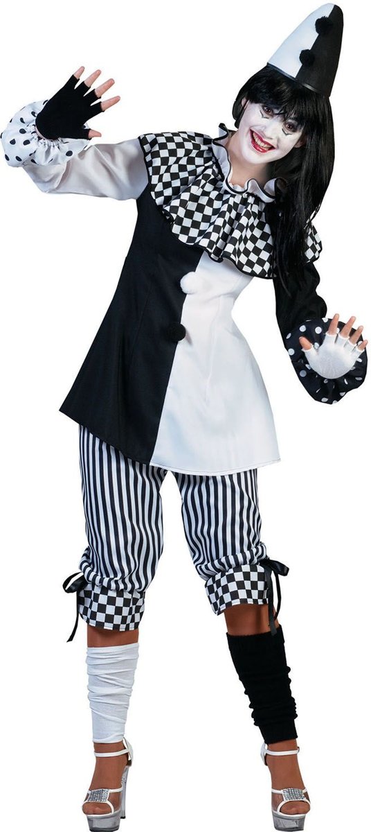 Pierrot Kostuum | Clown Classico | Vrouw | Maat 36-38 | Carnaval kostuum | Verkleedkleding